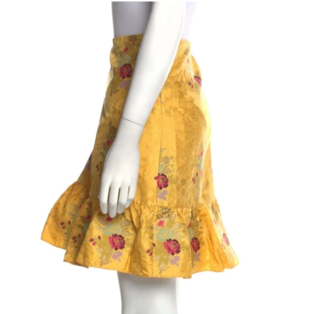 Gucci Brocade Skirt 2016 Collection Metallic Yellow Floral Mini L (Orig. $3500) - Picture 3 of 8